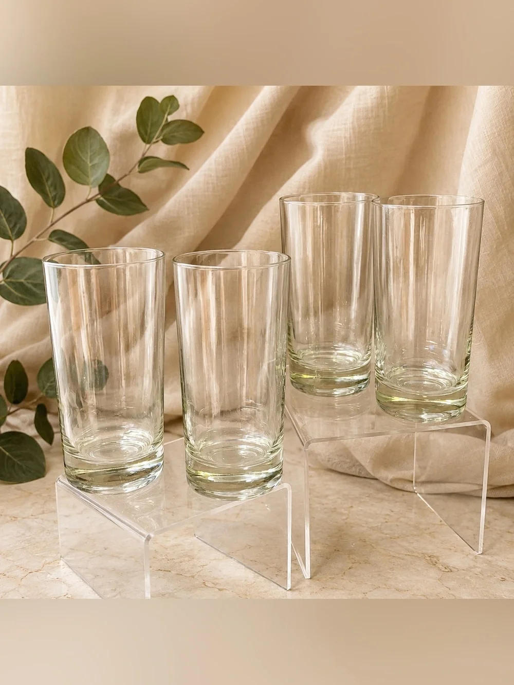 🔍 Set of (4) Clear Heavy-Bottom Highball Drinking Glasses – Classic Barware